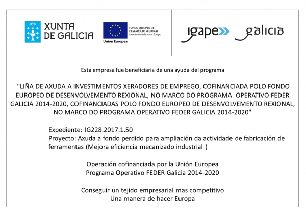 Ayuda del Igape: &quot;Mejora Eficiencia Mecanizado Industrial&quot;